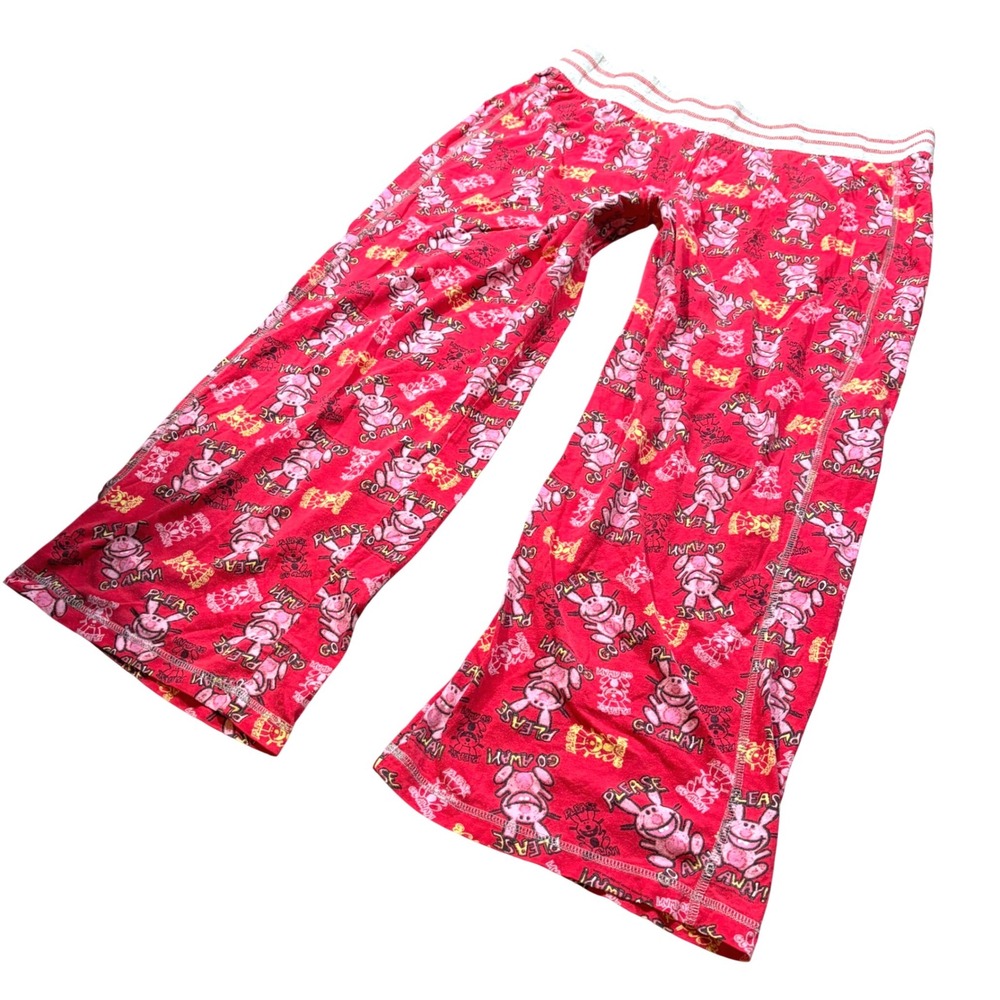 Y2K Cute Scene It's Happy Bunny Pajama Pants Red Jim Benton  Lounge XL